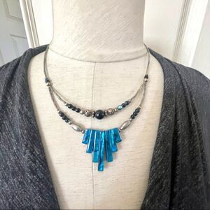 Silver tone double strand reversible necklace